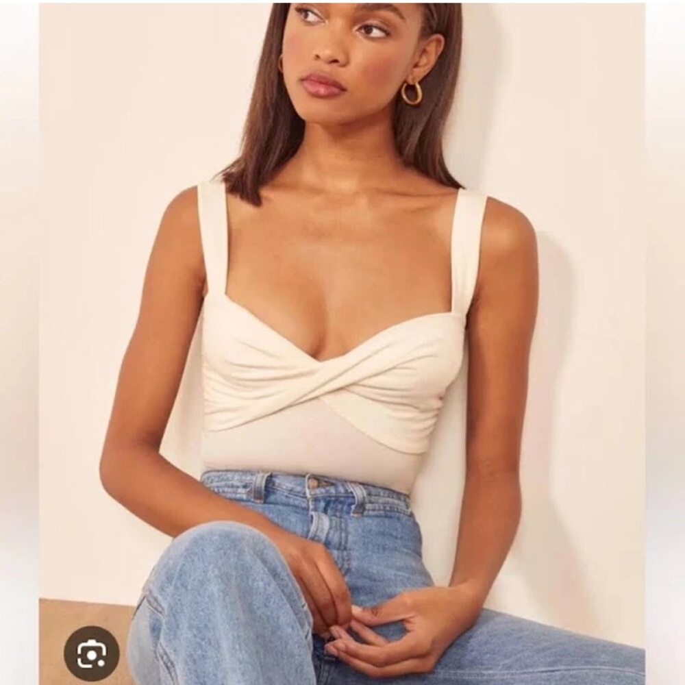 Wore Once - Reformation Anne Cream Twist-Front Top